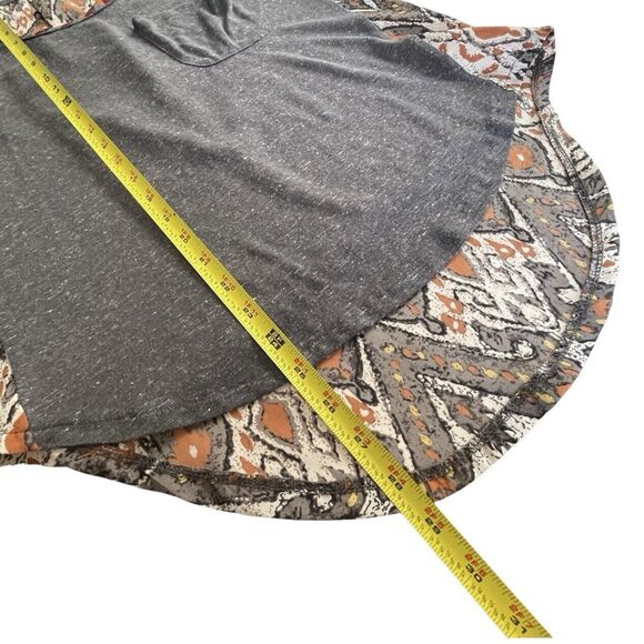MISS ME Tank Top Hi Low Hemline Gray Linen Blend Boho Print Back Women’s S - Picture 5 of 6